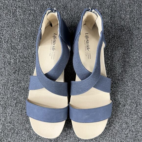 LifeStride Women's Giselle Blue Navy Cream Strappy Sandal Size 8 - Picture 10 of 11
